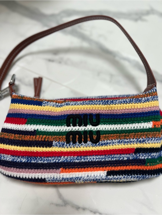 Miu Miu Handbags - Miu Miu crochet shoulder bag with brown strap